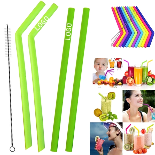 4PCS Reusable Silicone Straw with One Cleaner - Image 4