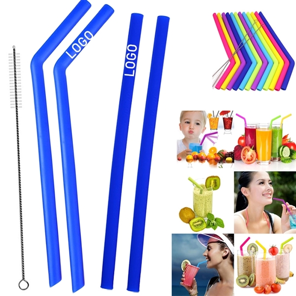 4PCS Reusable Silicone Straw with One Cleaner - Image 6