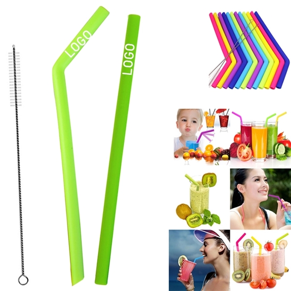 2PCS Reusable Silicone Straw with One Cleaner - Image 4