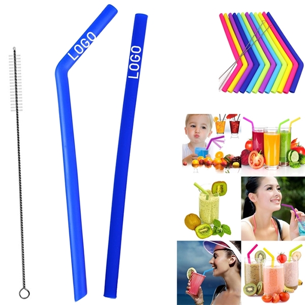 2PCS Reusable Silicone Straw with One Cleaner - Image 6