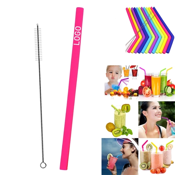 Reusable Silicone Straw with One Cleaner - Image 1