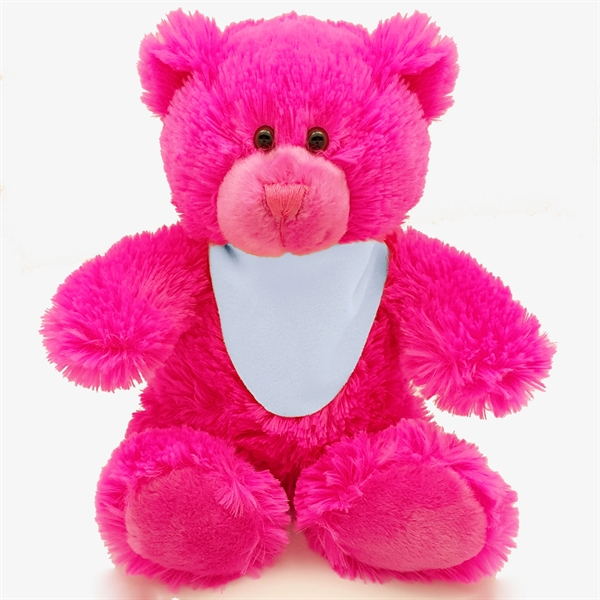 8" Bright Color Hot Pink Bear - Image 2
