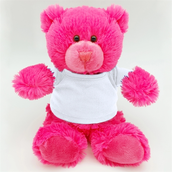 8" Bright Color Hot Pink Bear - Image 9