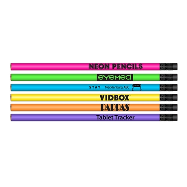 #2 HB Lead Pencil with Neon Colored Barrel & Black Eraser - Image 1