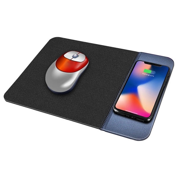Qi Wireless Charger and Mouse Mat / Pad Micro Fiber and PU - Image 1