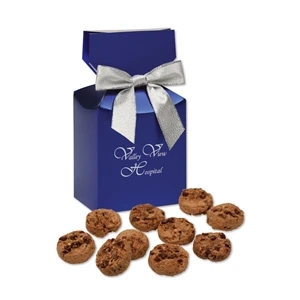 Bite-Sized Chocolate Chip Cookies in Metallic Blue Gift Box