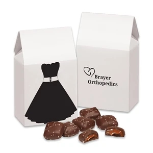 Chocolate Sea Salt Caramels in Little Black Dress Gift Box