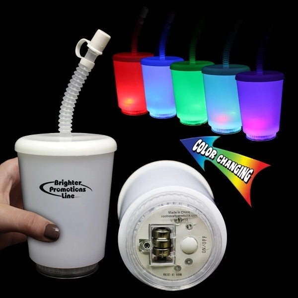 12 Ounce LED Cup with Lid and Straw - Image 2