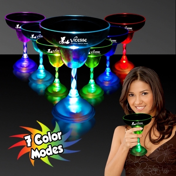 10 1/2 oz. Margarita Glass with Multi-Color LED Lights - Image 1