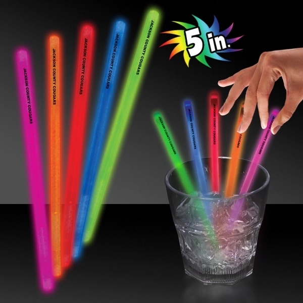 5" Single Color Glow Swizzle Stick - Image 1