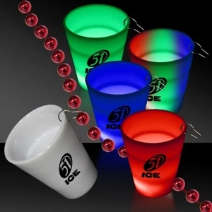 2 oz Neon Look LED Light up Glow Shot Glass with J Hook