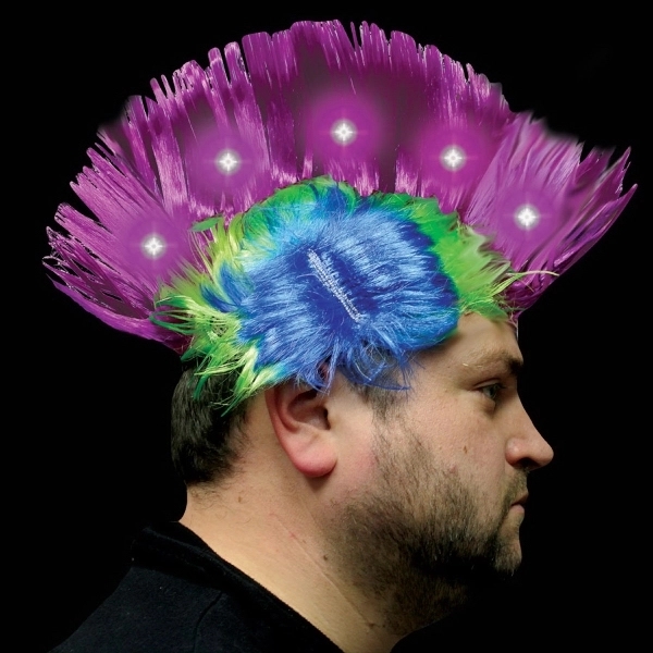 Light Up LED Mohawk Costume Wig - Image 2