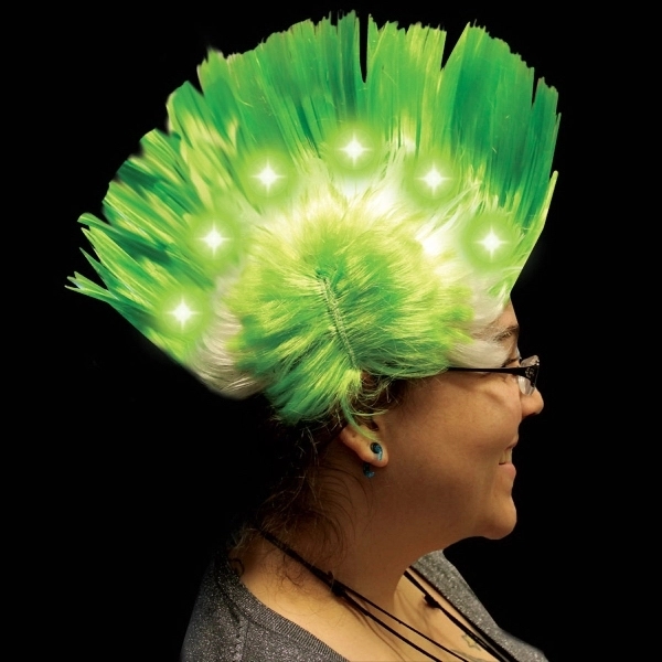 Light Up LED Mohawk Costume Wig - Image 3