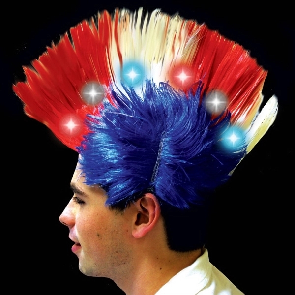 Light Up LED Mohawk Costume Wig - Image 4