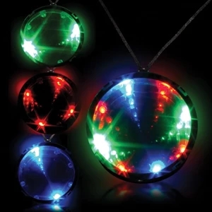 2 3/4" Tri-Color Light Up LED Infinity Badge w/ Necklace