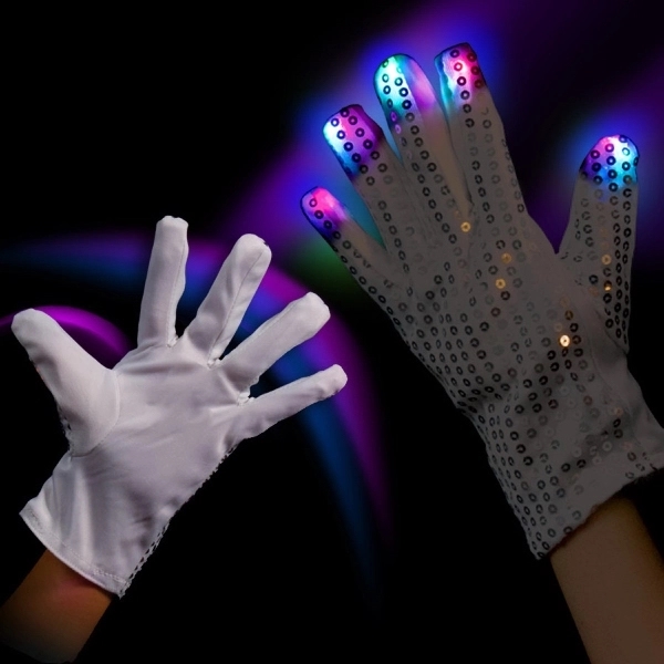 Light Up LED Glow Right Hand Rock Star Glove - Image 2