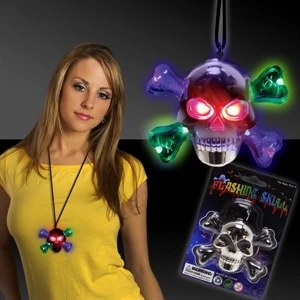 Skull & Crossbones LED Glow Light Up Necklace