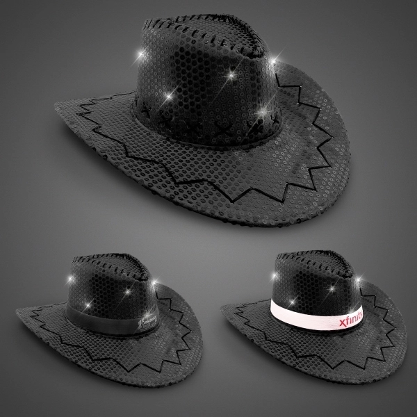Sequin LED Cowboy Hats-Imprinted Bands Available - Image 2