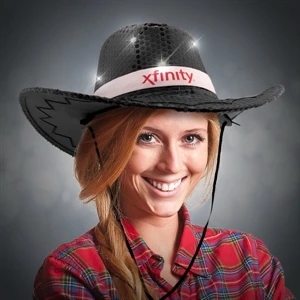 Sequin LED Cowboy Hats-Imprinted Bands Available