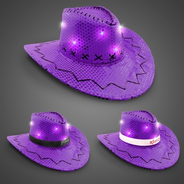 Sequin LED Cowboy Hats-Imprinted Bands Available - Image 3