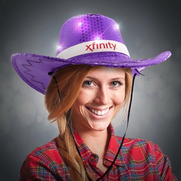 Sequin LED Cowboy Hats-Imprinted Bands Available - Image 4