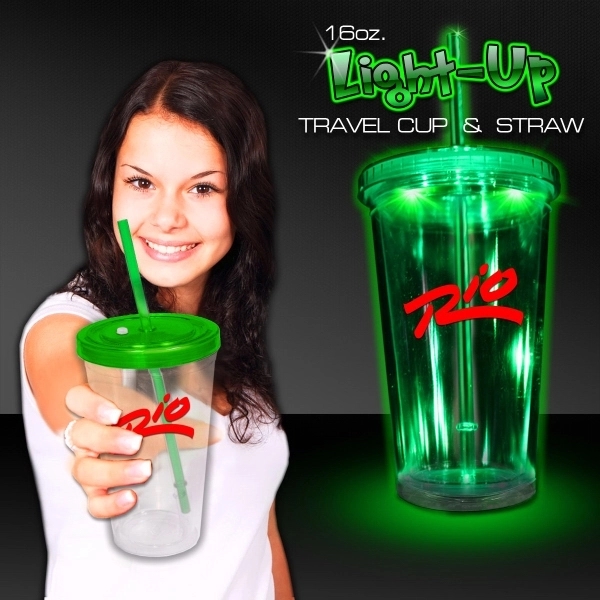 Light Up Travel Cup with Lid and Straw - Image 2