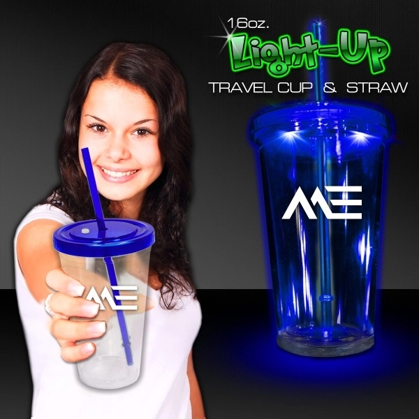 Light Up Travel Cup with Lid and Straw - Image 3