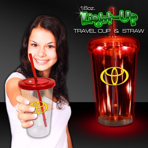 Light Up Travel Cup with Lid and Straw - Image 4