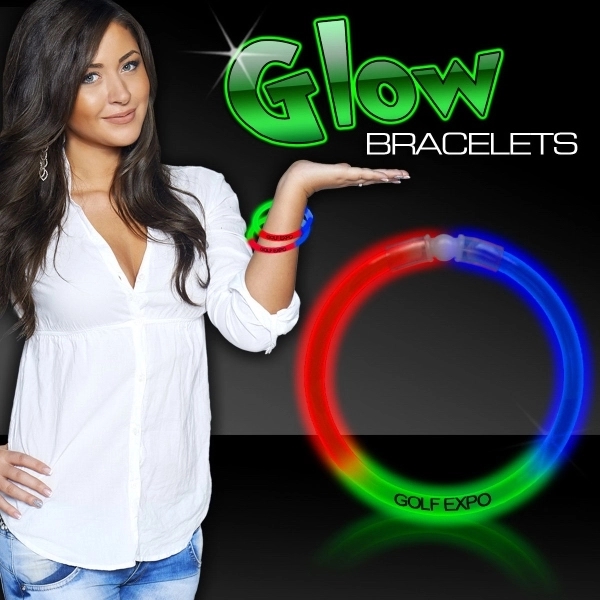 8" Triple Color Superior Light Up Glow Bracelet - Image 5