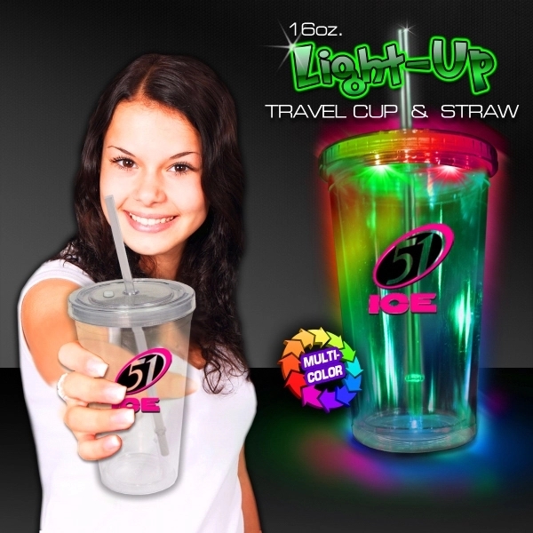 Light Up Travel Cup with Lid and Straw - Image 5