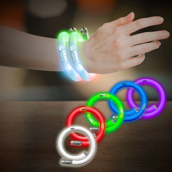 11" Coil Tube Bracelets w/Flashing LED Lights - Image 3