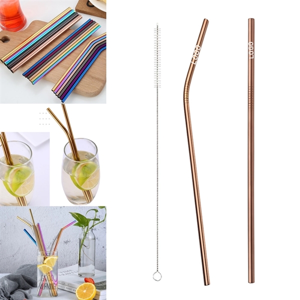 265mm Reusable Stainless Steel Straw With Brush - Image 1