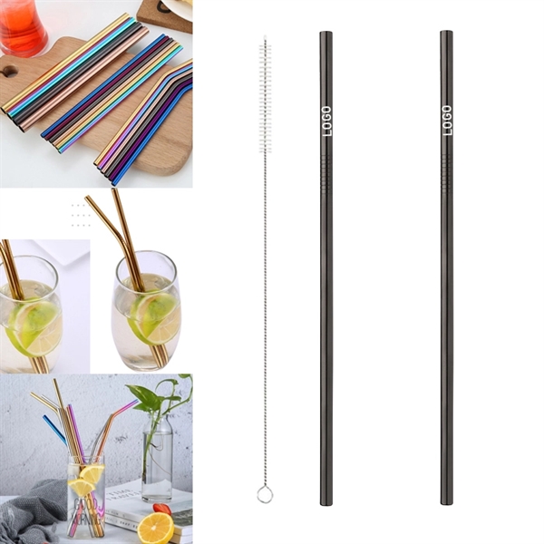265mm Rose Golden Reusable Stainless Steel Straw With Brush - Image 4