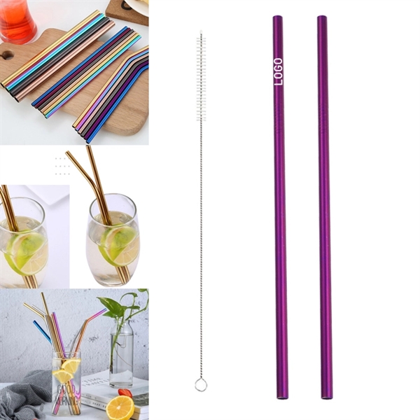 265mm Rose Golden Reusable Stainless Steel Straw With Brush - Image 5