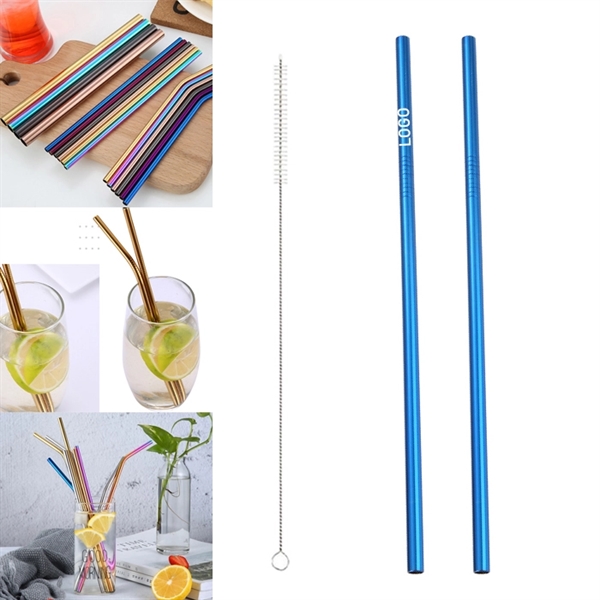 265mm Rose Golden Reusable Stainless Steel Straw With Brush - Image 6