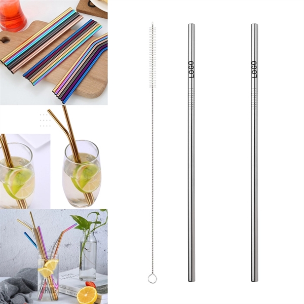 265mm Rose Golden Reusable Stainless Steel Straw With Brush - Image 8