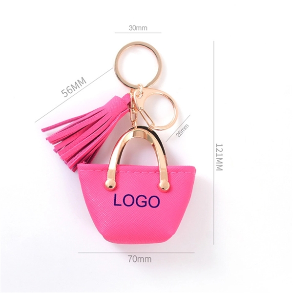 Leather Kiss Lock Coin Purse Wallet with Key Chain - Image 7