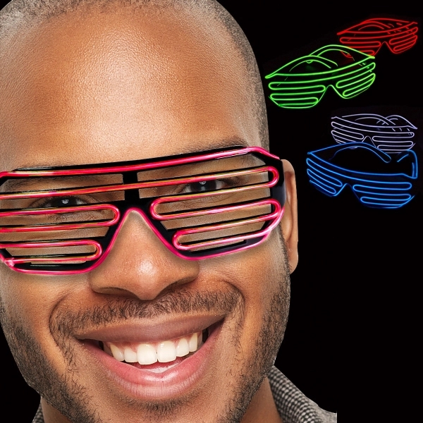 LED Slotted  EL Sunglasses - Variety of Colors - Image 1