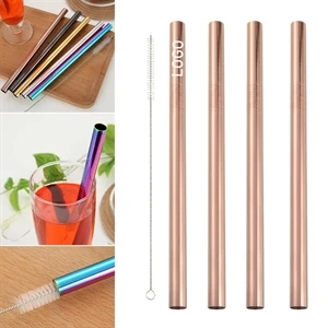 215mm Reusable Stainless Steel Straw With Brush