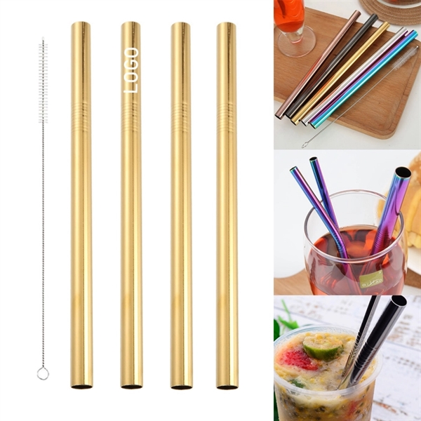 215mm Reusable Stainless Steel Straw With Brush - Image 3