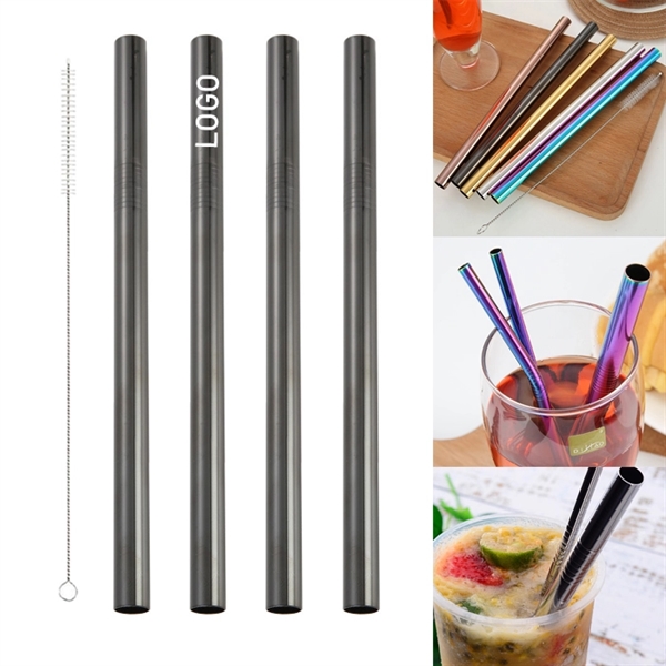 215mm Reusable Stainless Steel Straw With Brush - Image 4