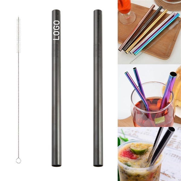 215mm Reusable Stainless Steel Straw With Brush - Image 4