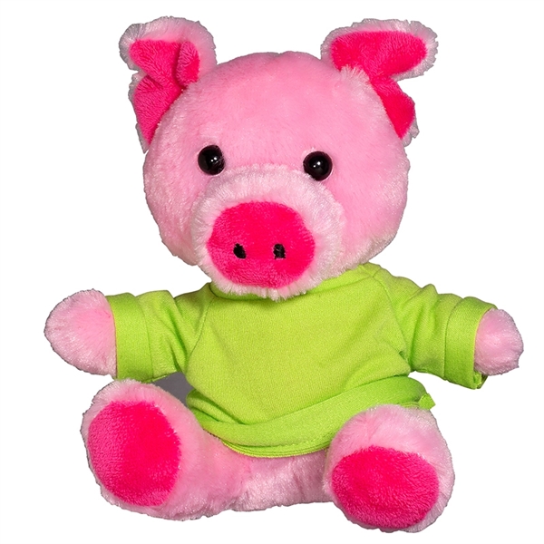 7" Plush Pig with T-Shirt - Image 6