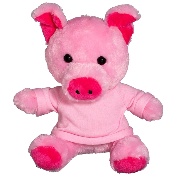 7" Plush Pig with T-Shirt - Image 8
