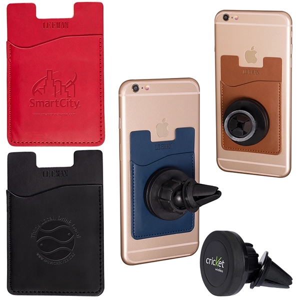 Tuscany™ Magnetic Auto Phone Holder with Pocket - Image 1