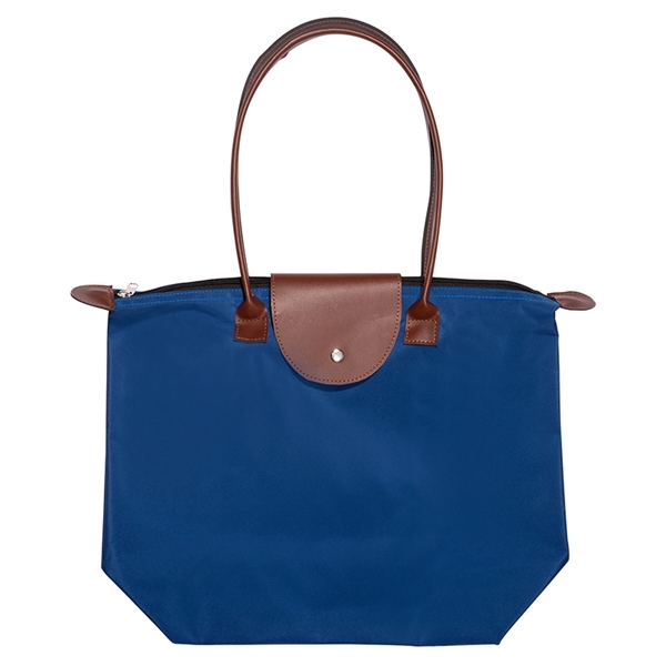Folding Tote with Leather Flap Closure - Image 3
