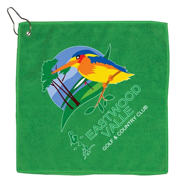 300GSM Microfiber Golf Towel with Metal Grommet and Clip - Image 2