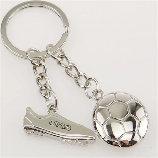 Football Shaped Key Chain with Shoes and Soccer Key Ring - Image 1
