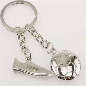 Football Shaped Key Chain with Shoes and Soccer Key Ring