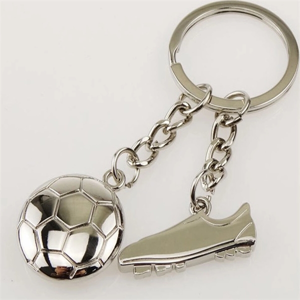 Football Shaped Key Chain with Shoes and Soccer Key Ring - Image 2
